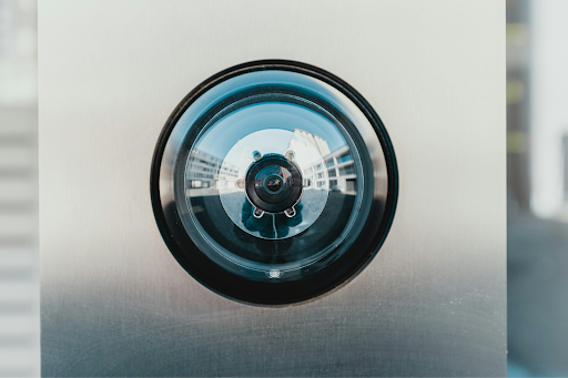 Photo of a door peep-hole close up