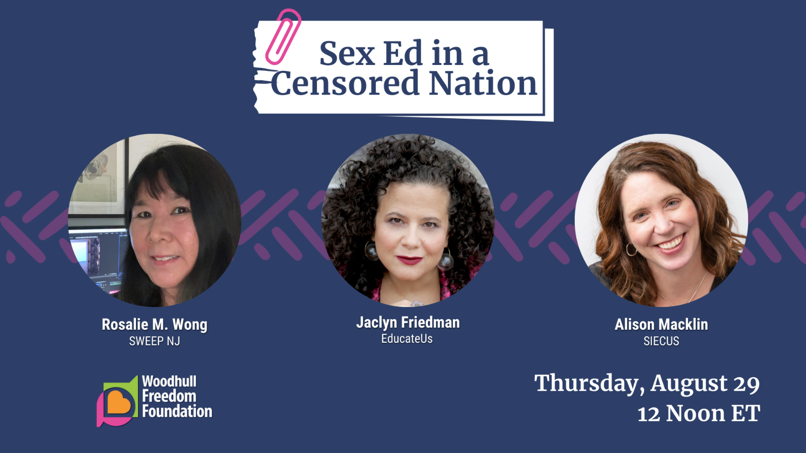 Poster for Sex Ed in a Censored Nation event, August 29th at 12 PM EST