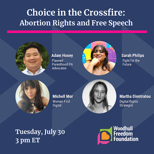 Poster for the Choice in the Crossfire: Abortion Rights and Free Speech event